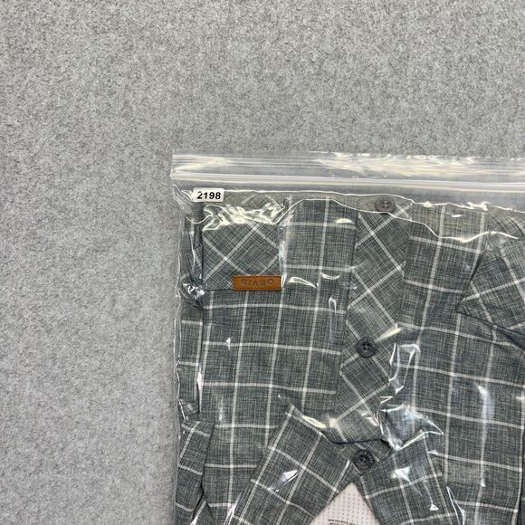 Orvis Button-Down Shirt Men’s 2XL Gray White Windowpane Plaid Short Sleeve - Picture 11 of 11